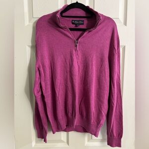 Brooks Brothers Men's Magenta Supima Cotton Quarter Zip Zip-Up Sweater